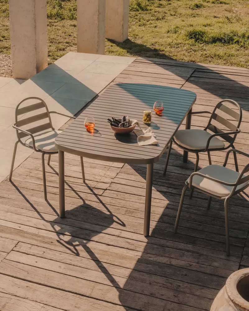 Tavolo da esterno Joncols in alluminio verniciato grigio 180 x 90 cm