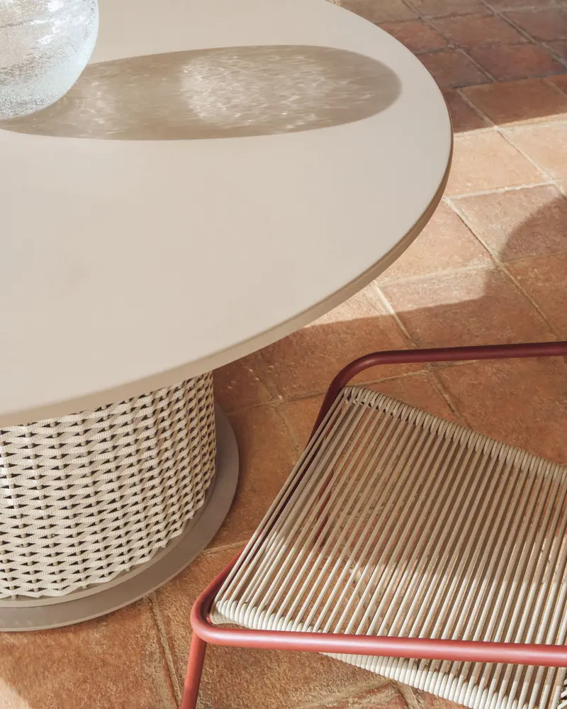 Tavolo da esterno Sedalis in alluminio e corda tortora Ø 120 cm