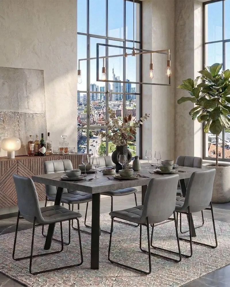 Tavolo MONACO – Tavolo da Pranzo Estensibile 160/240 cm con Allungo Butterfly – Piano Spatolato e Gambe in Metallo Nero