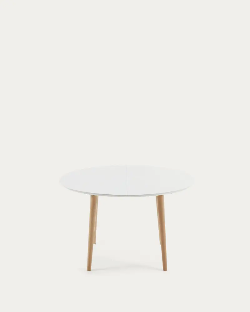 Tavolo ovale allungabile Oqui MDF laccato bianco gambe massello di faggio 120 (200) x 90cm