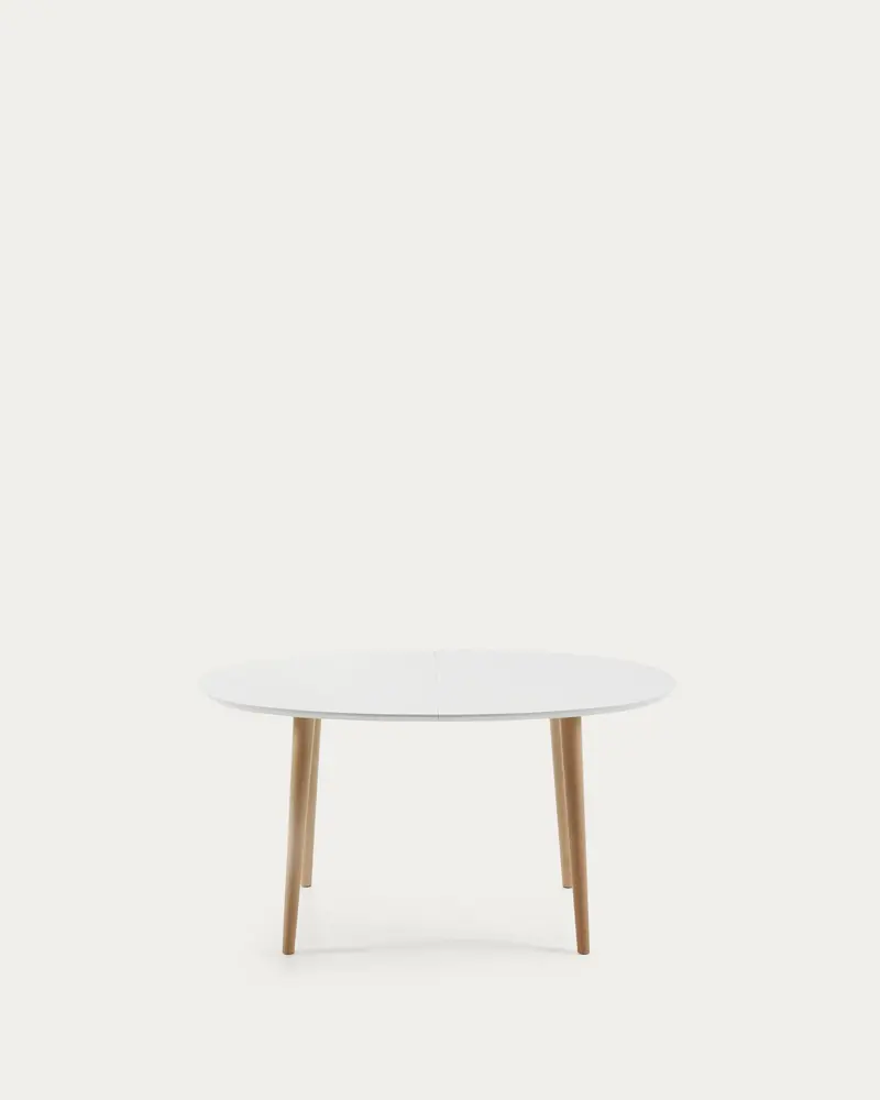 Tavolo ovale allungabile Oqui MDF laccato bianco gambe massello di faggio 140 (220) x 90cm