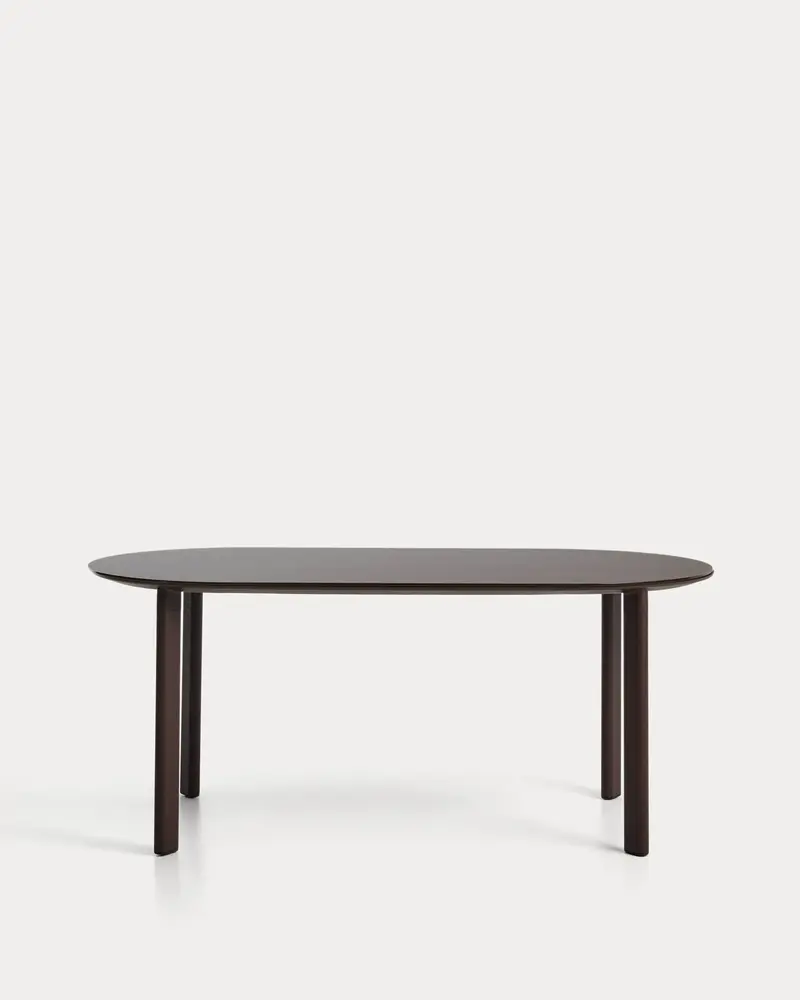 Tavolo ovale Erice in alluminio e vetro temperato marrone 180 x 90 cm