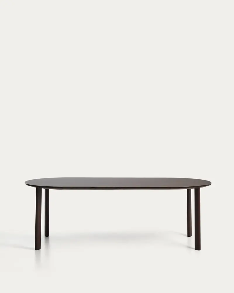 Tavolo ovale Erice in alluminio e vetro temperato marrone 230 x 100 cm