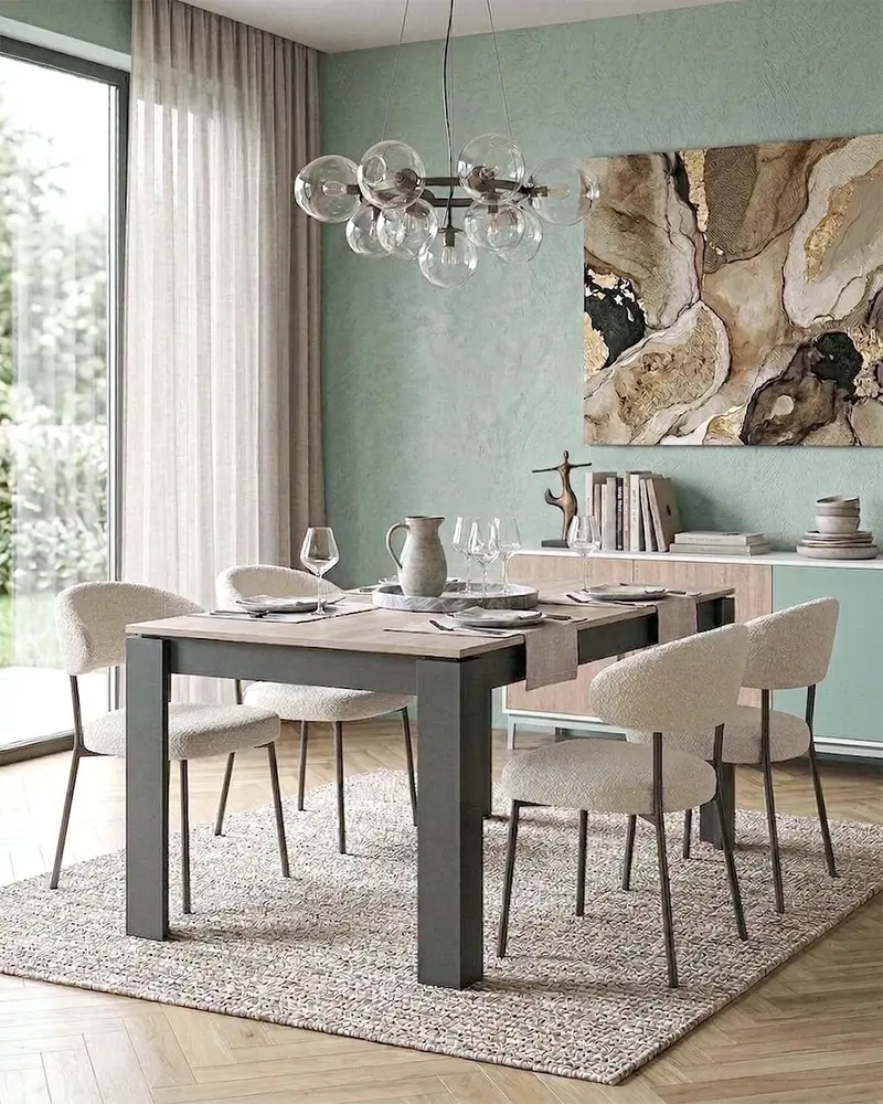 Tavolo Rinos – Tavolo da Pranzo Allungabile Moderno con Piano Virginia e Struttura Antracite