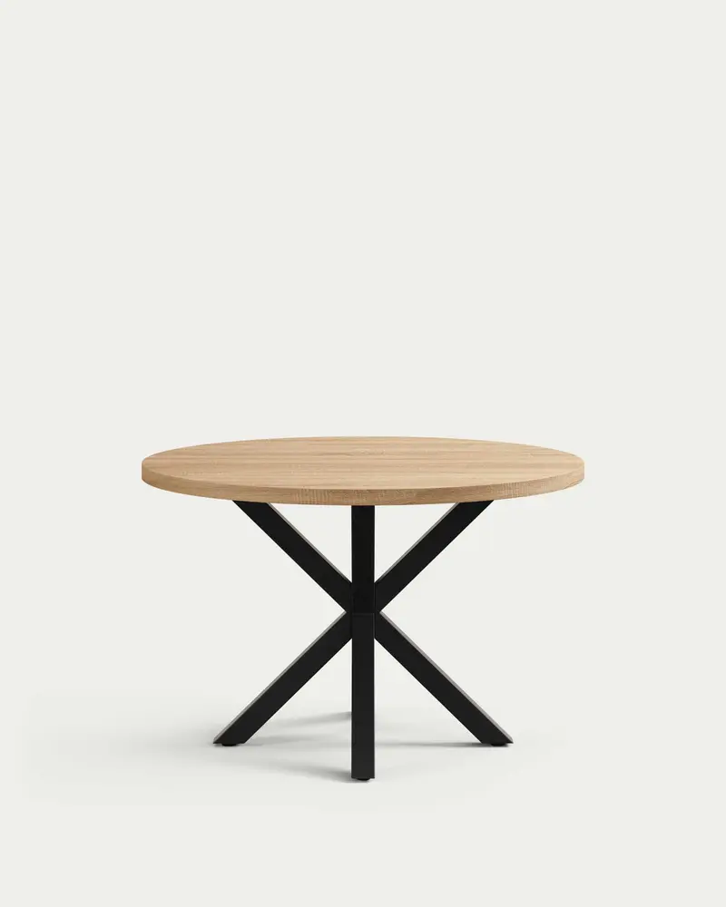 Tavolo rotondo Argo Ø 120 cm melammina naturale e gambe in acciaio nero