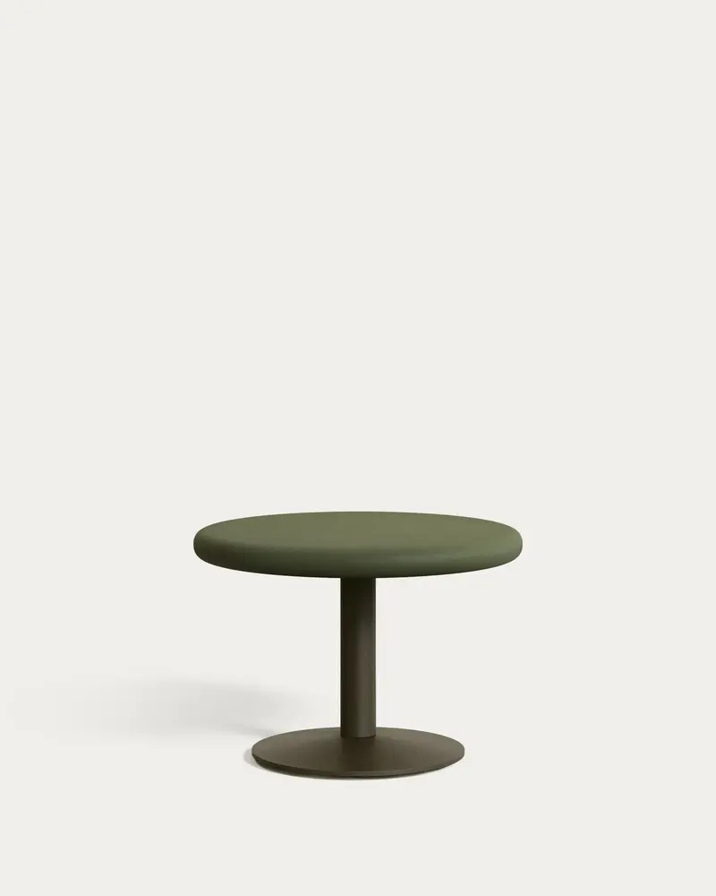 Tavolo rotondo da esterno Esilda con piano in cemento verde Ø 70 cm e piede in acciaio verde Ø 42 x 45 cm