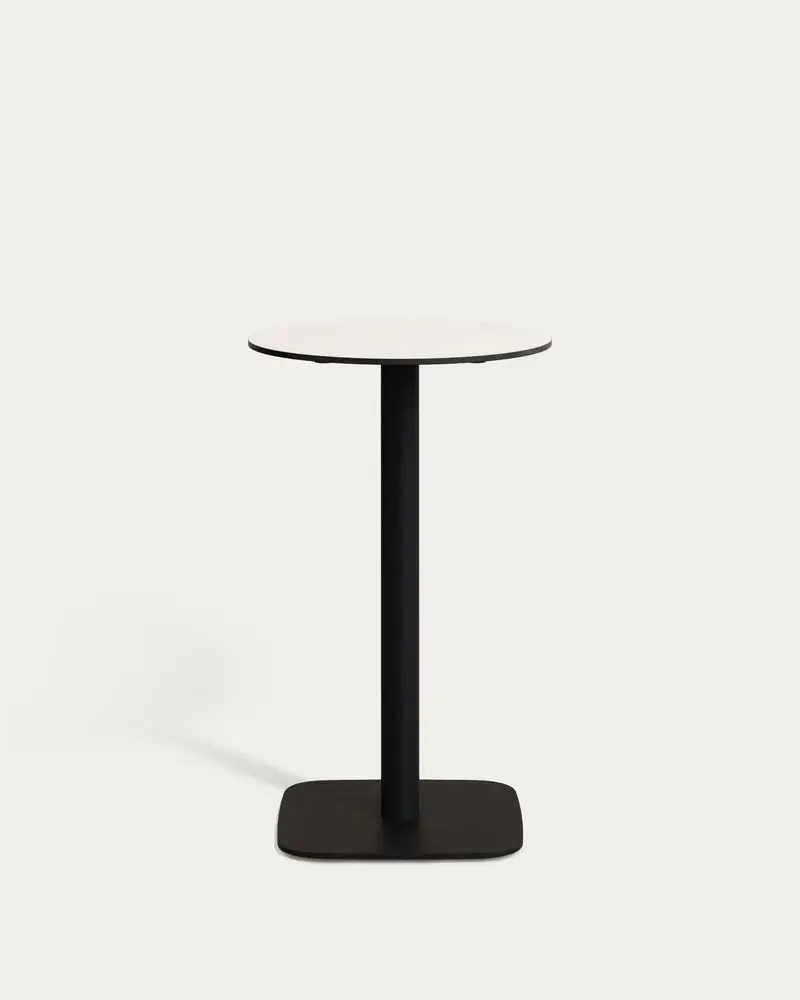Tavolo rotondo per esterno Dina bianco con gamba di metallo rifinita in nero Ø 60x96 cm