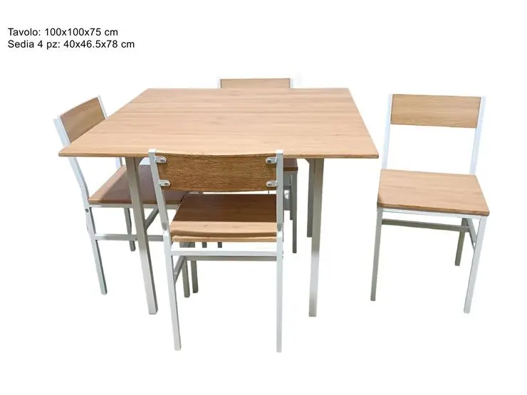 TAVOLO TONDO 100 CM 4 SEDIE IN LEGNO COLORE MARRONE TC0136