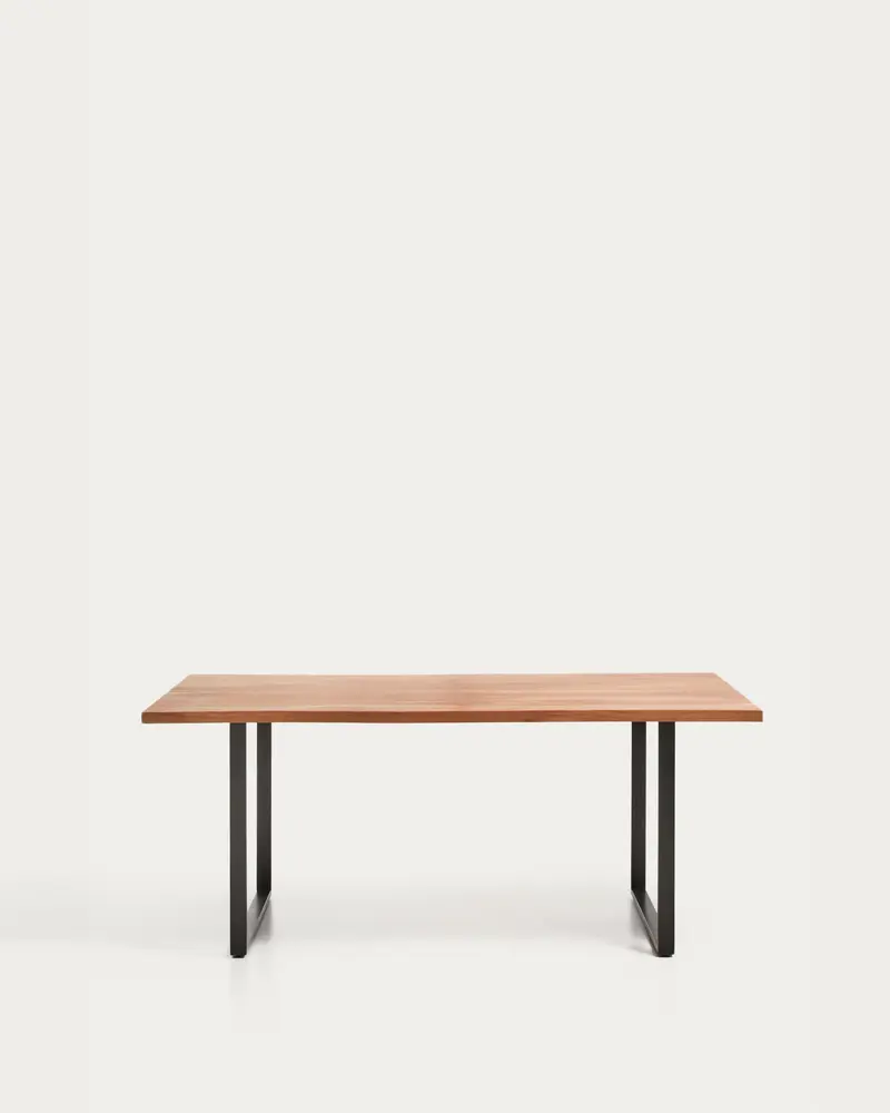 Tavolo Uxue in legno massiccio di acacia e gambe in acciaio nero 160 x 90 cm