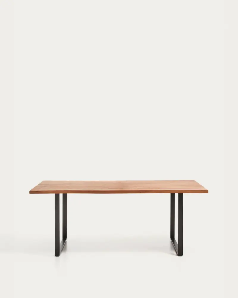 Tavolo Uxue in legno massiccio di acacia e gambe in acciaio nero 180 x 90 cm