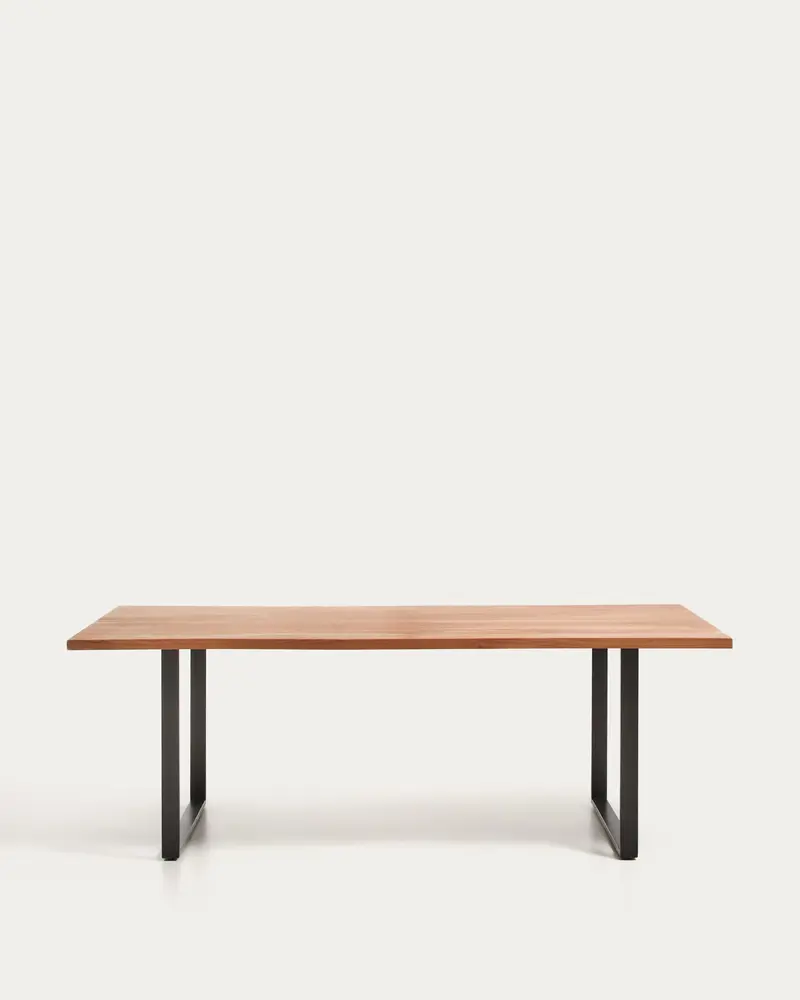Tavolo Uxue in legno massiccio di acacia e gambe in acciaio nero 220 x 100 cm