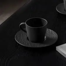 TAZZA CAFFE' CON PIATTINO MANUFACTURE ROCK NERO VILLEROY E BOCH