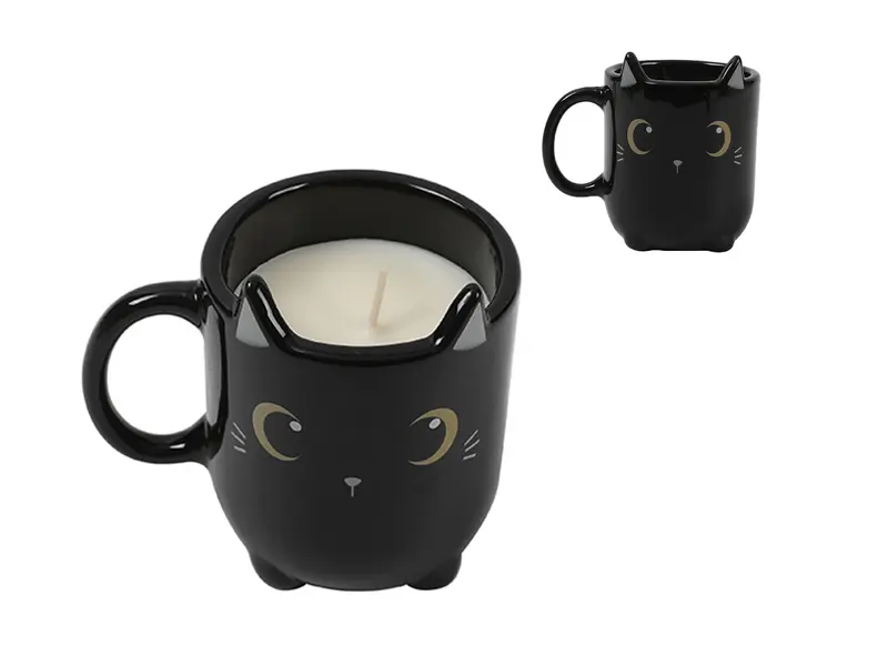 TAZZA CON CANDELA GATTO NERO