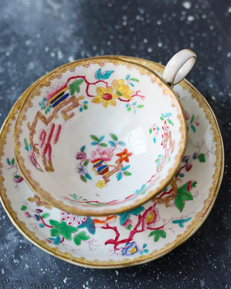 Tazza da Tè e Piattino Minton - Decoro Chinese Pattern - Bone China - Primi/Metà 1800