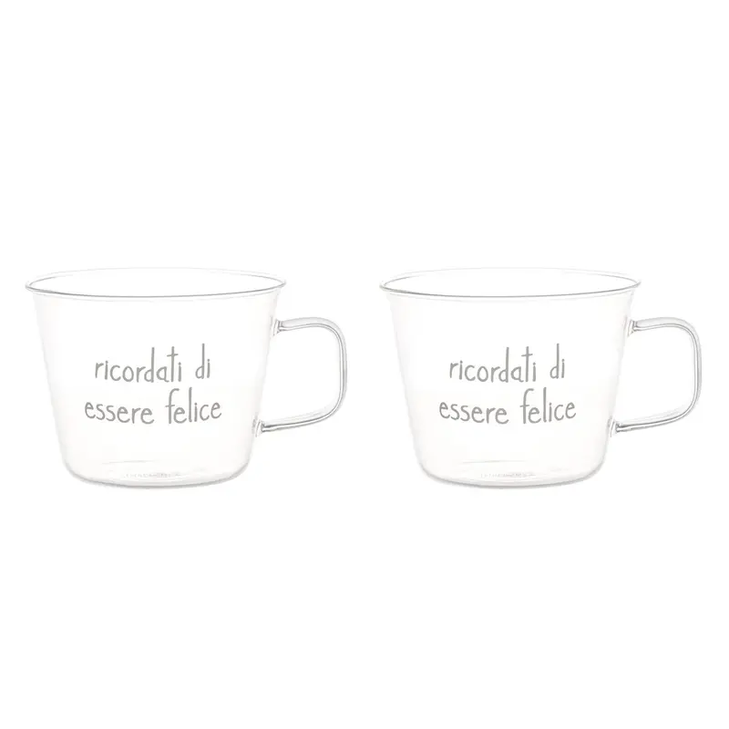 Tazza in vetro borosilicato " ricordati di essere felice"