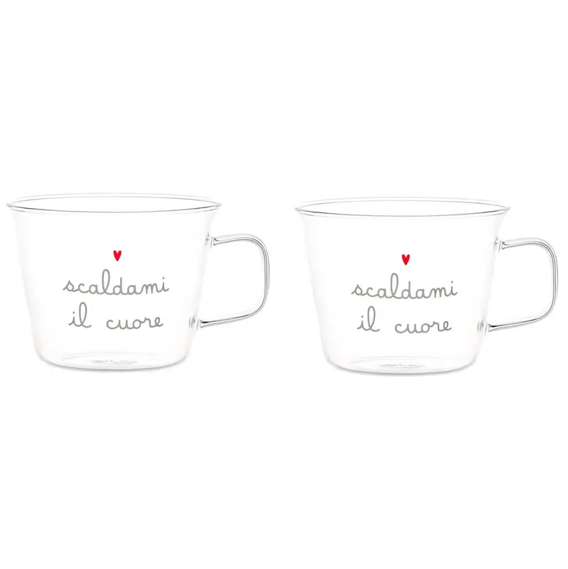 Tazza in vetro "scaldami il cuore"
