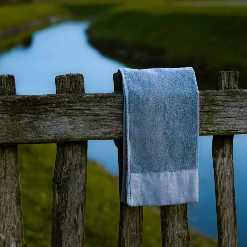Telo bagno in spugna bordo in lino