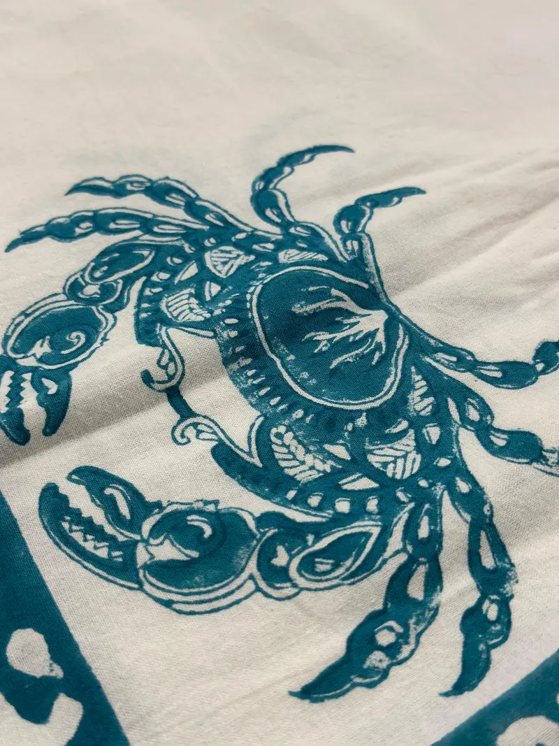Telo Granchi Crab Tiffany Green in Cotone | Copriletto e Copridivano