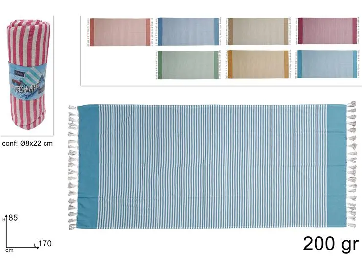 TELO MARE COTONE/SPUGNA 80X160CM 435 GR FANTASIA RIGHE 4COL