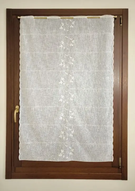 Tenda a vetro con ricamo -per Finestre e Porte-larghezza cm 45-60-90-Natura