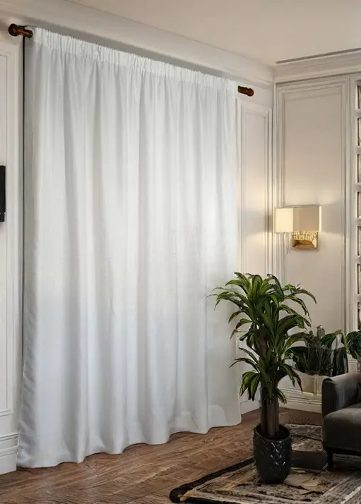Tenda su Misura con Fettuccia Arricciatenda – Bianco Naturale, Tessuto Coprente e Luminoso - Alessia