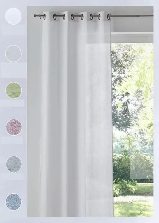 Tenda Trasparente con Occhielli | 1 Pannello Larghezza Maxi 200 cm | Altezza Su Misura | Tessuto Crepe Georgette Beige | Art. 807