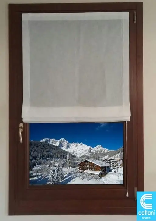Tende a Pacchetto Su Misura per Finestra e Porta | Supporti con Viti | Tessuto Effetto Lino Bianco Naturale