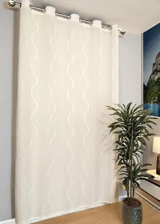 Tende con anelli a bastone larghezza maxi 200 cm - altezza su misura - tessuto ricamato - art.vawe