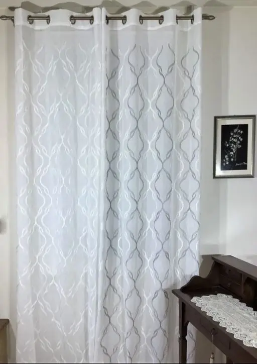 Tende con occhielli larghezza 140 cm - altezza su misura - bianco- bianco/grigio-art.801