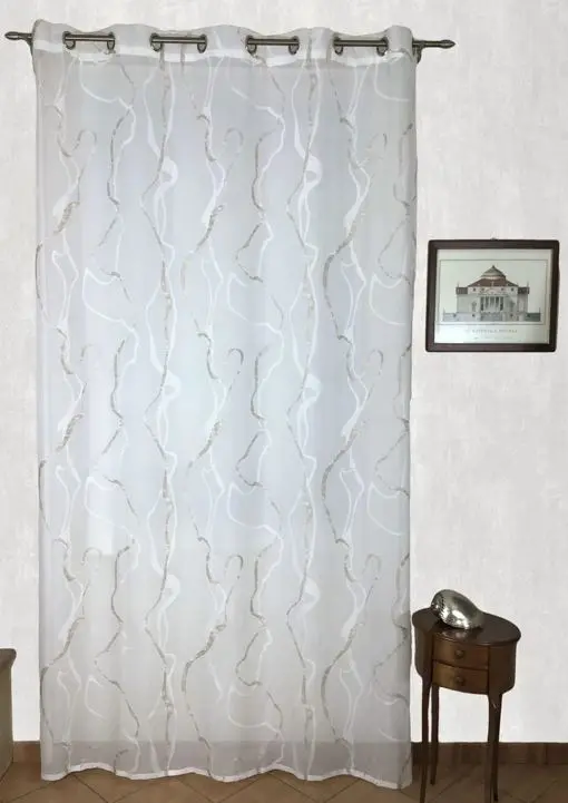 Tende con occhielli larghezza maxi 200 cm - altezza su misura - bianco/tortora-art.803