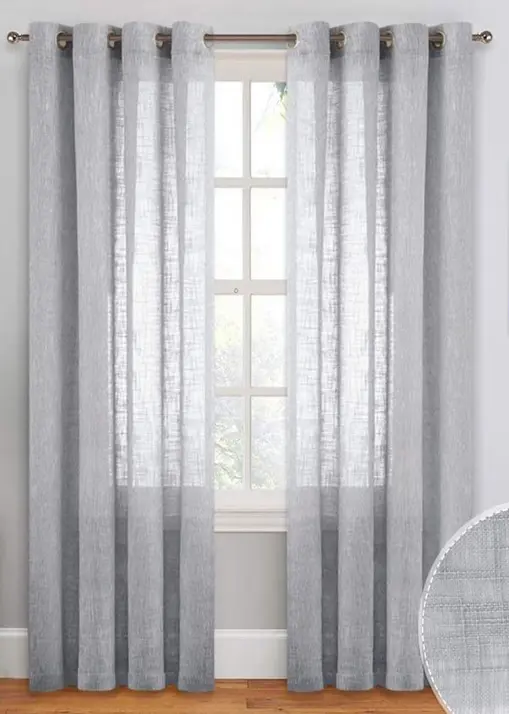 Tende con occhielli per interni in tessuto grigio effetto lino – 1 pezzo – larghezza 140/200 cm – altezza su misura – CATTANI TESSUTI®