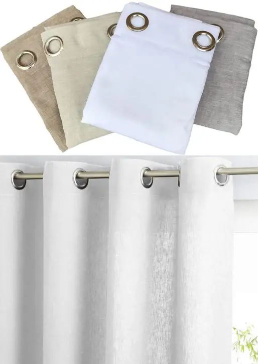 Tende con occhielli per interni semitrasparente - tessuto effetto lino - larghezza 140 altezza individuale - altezza personalizzata-art.814