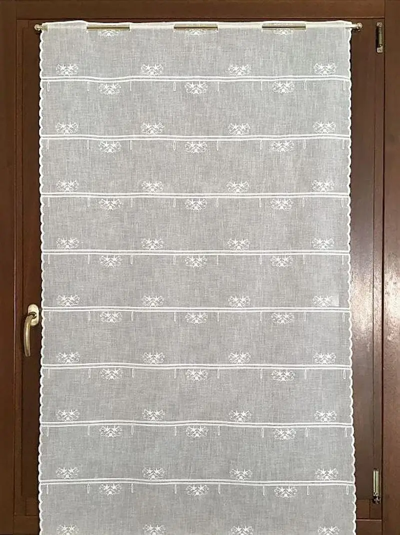 Tende per finestra e porta-tende a pannello-larghezza cm 45/60/90 - lunghezza Individuale-tessuto ricamato effetto lino - art.705
