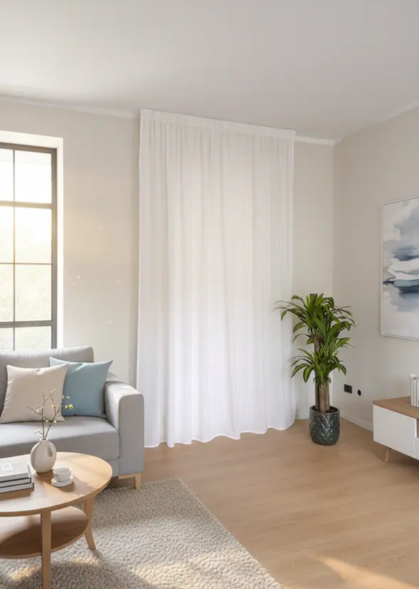 Tende su misura con fettuccia arricciatenda – Tessuto bouclè bianco, adatta per binari 140/170 cm, altezza 180-298 cm