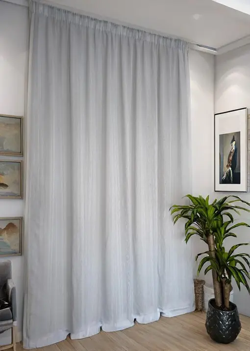 Tende su misura con fettuccia arricciatenda- tessuto grigio con sottili righe verticali-Adatta per Binari da 100/130 cm, Altezza da 180 a 281 cm - Lucrezia