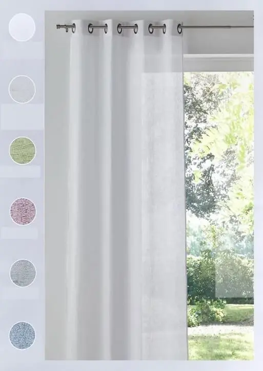 Tende trasparenti con occhielli - 1 pannello larghezza maxi 200 - altezza su misura - tessuto Crepe Georgette - bianco-art.811