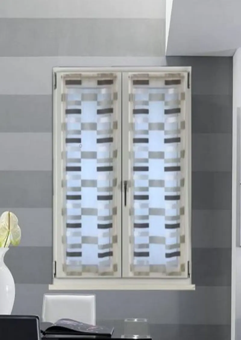Tendine a Pannello per Finestra e Porta | Set 2 Pezzi | Larghezza 60/80 cm | Lunghezza Personalizzata | Colore Bianco/Grigio | Art. 509