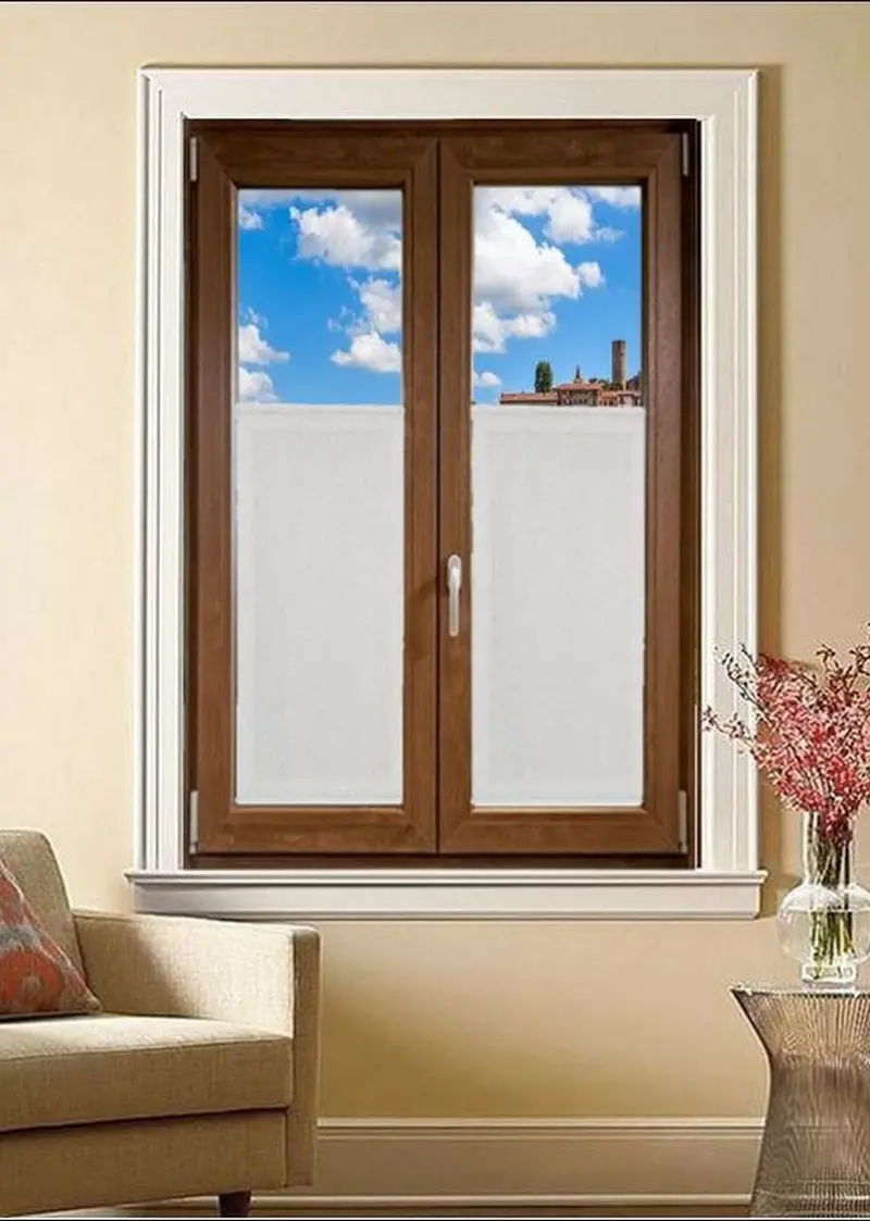 Tendine Corte a Pannello per Mezza Finestra – Set 2 pz – Altezza 60/90/120/160/180/200 cm – Bianco Effetto Lino – Lunghezza Personalizzata – art.529
