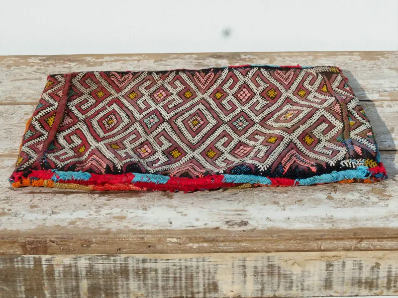 Tessuto marocchino berbero Kilim in lana - Cuscino e arazzo Azilal metà '900