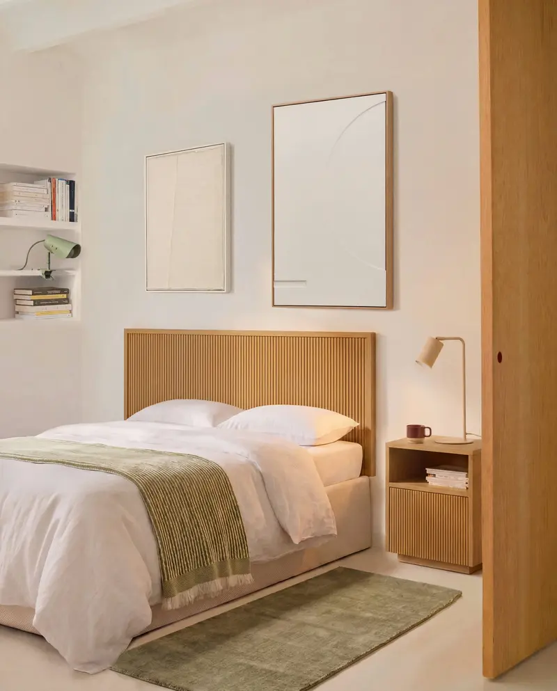 Testiera Helvine in impiallacciato di rovere per letto da 160 cm FSC 100%