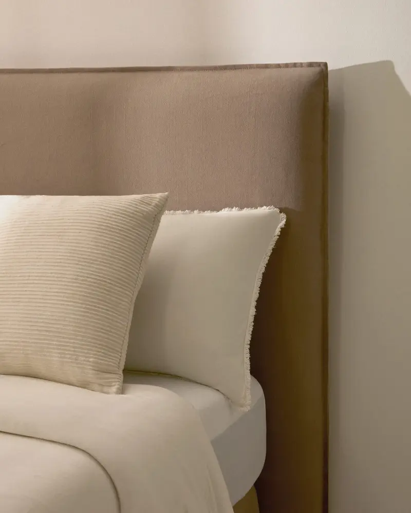 Testiera sfoderabile Jaira in lino e cotone topo per letto da 160 cm FSC Mix Credit