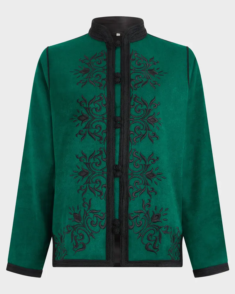 The Majorelle Embroidered Wool Jacket, Green M/L