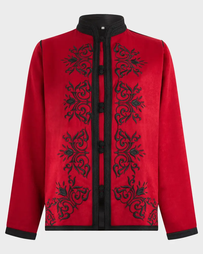 The Majorelle Embroidered Wool Jacket, Red XS/S