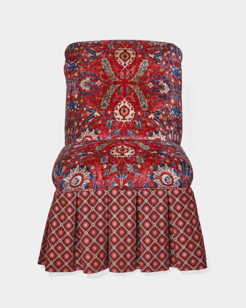 The Milano Slipper Chair, Persia Baroque, Burgundy