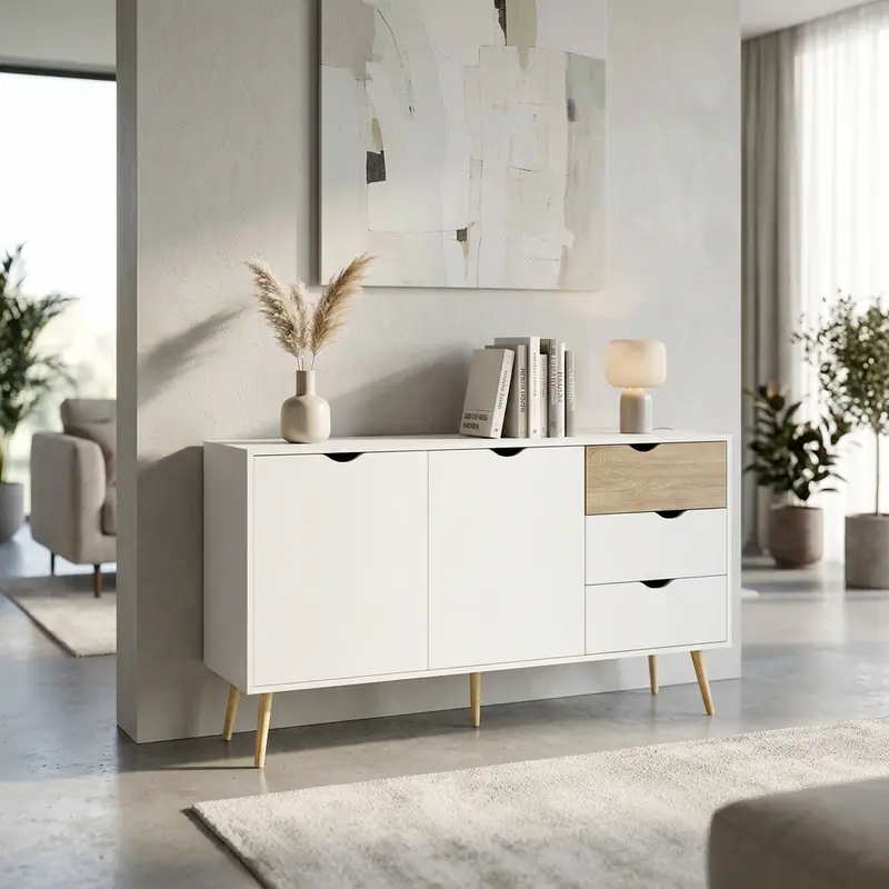 Thea - credenza in legno bianco marrone