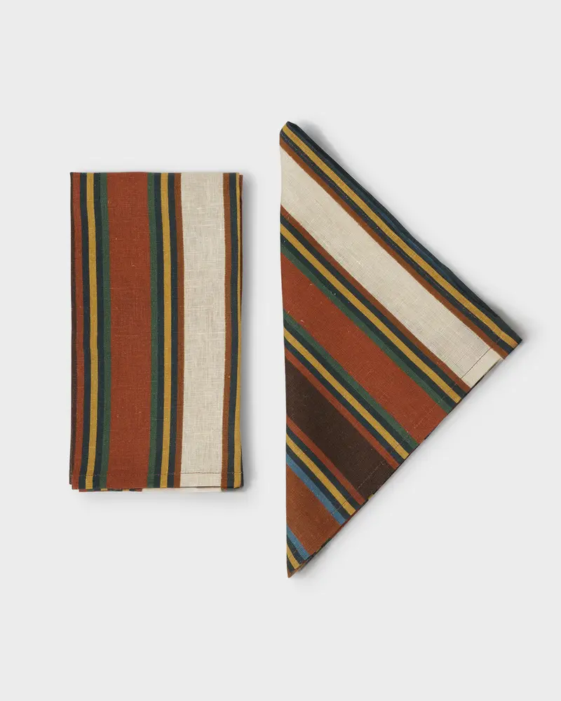 Tingere Natural Striped Linen Napkins (Set of 4)