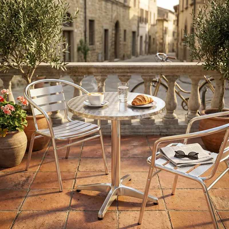 Tobia - tavolo fisso in alluminio grigio 70 cm