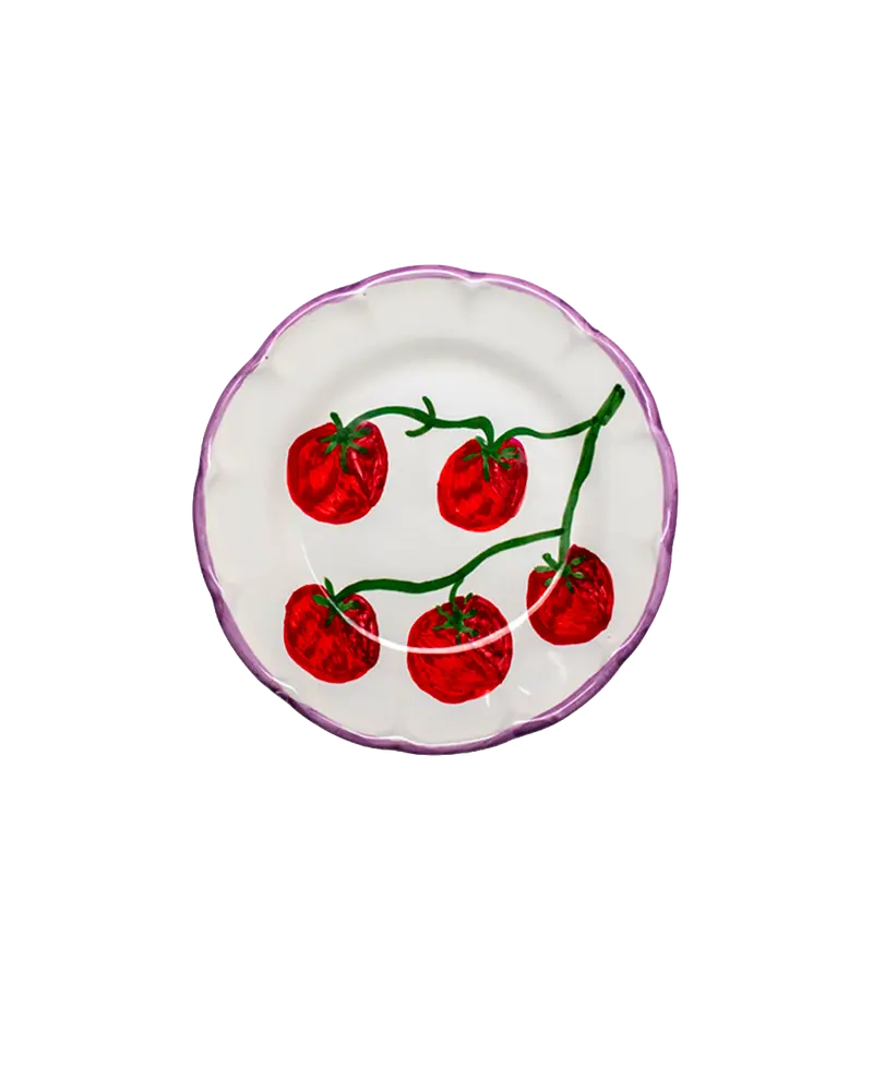 Tomato Breakfast Plate - Purple Rim