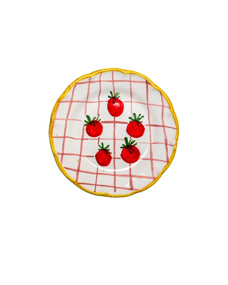 Tomato Breakfast Plate - Yellow Rim