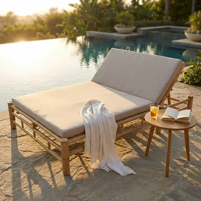 Tonga - letto da giardino grigio chiaro con cuscini